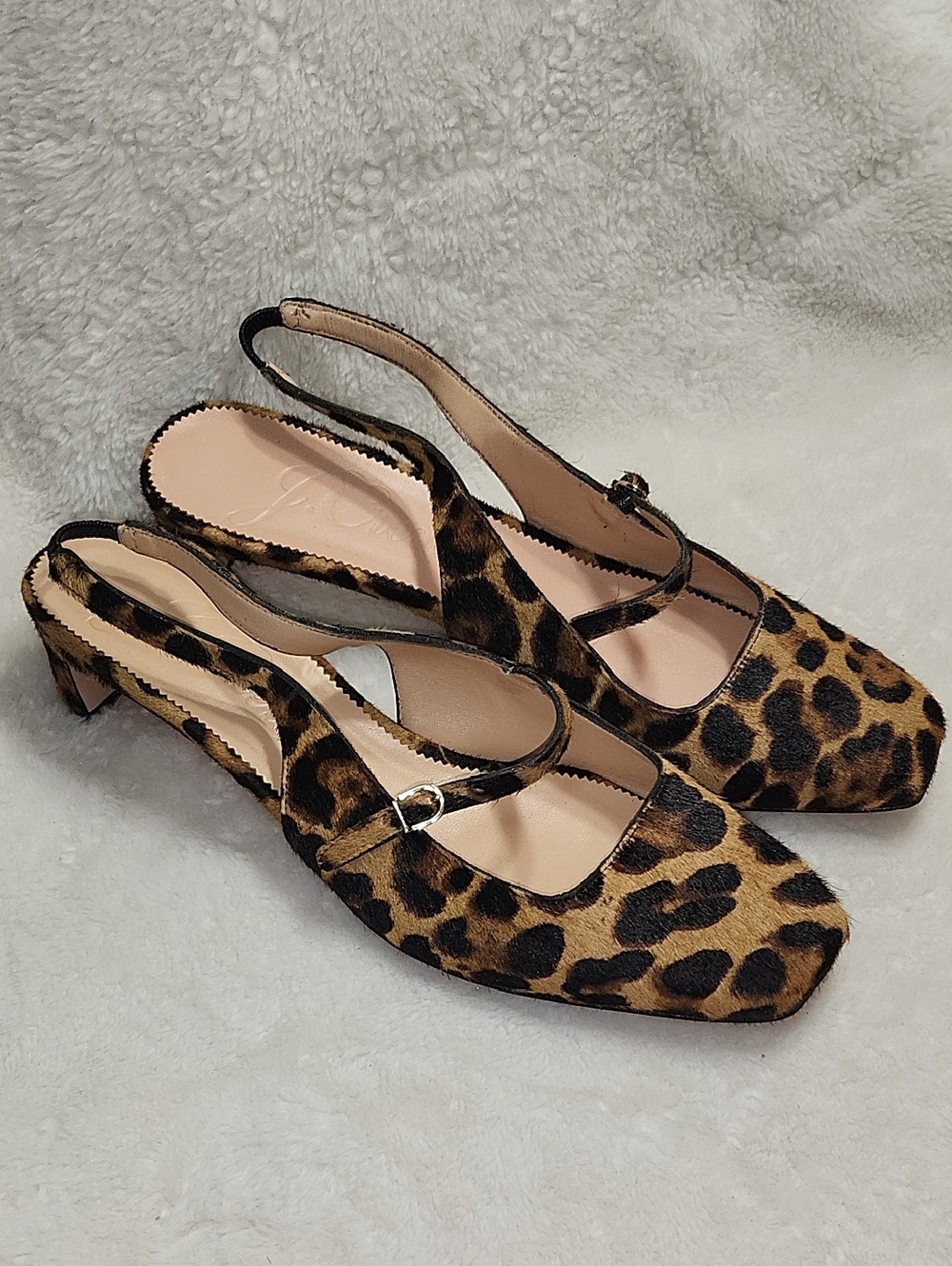 J.Crew Layla slingback Mary Jane heels in leopard calf hair 10 - Picture 3 of 16